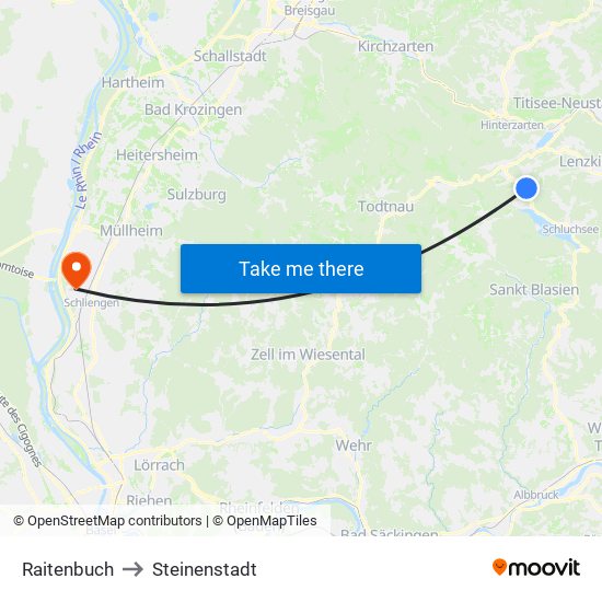 Raitenbuch to Steinenstadt map