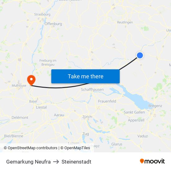 Gemarkung Neufra to Steinenstadt map