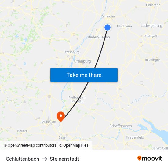 Schluttenbach to Steinenstadt map