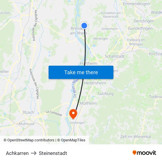 Achkarren to Steinenstadt map