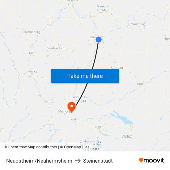 Neuostheim/Neuhermsheim to Steinenstadt map