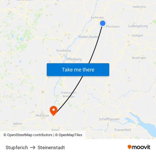 Stupferich to Steinenstadt map