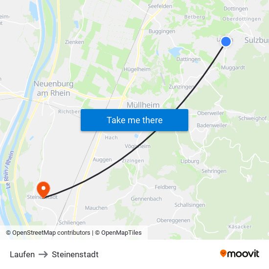 Laufen to Steinenstadt map