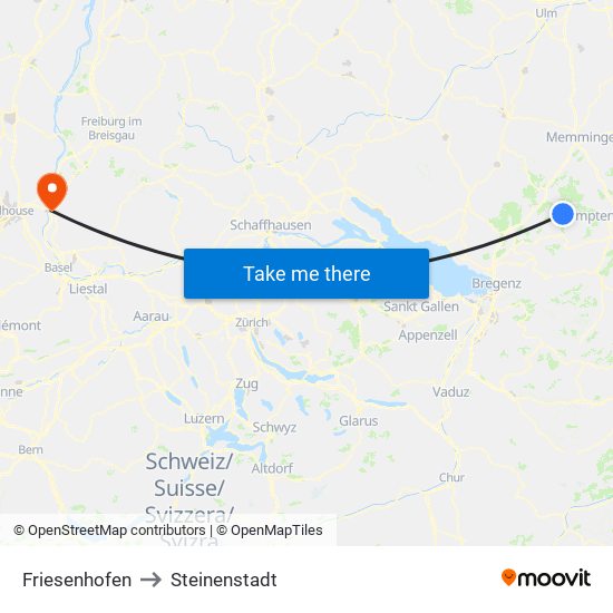 Friesenhofen to Steinenstadt map