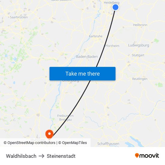 Waldhilsbach to Steinenstadt map