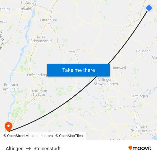 Altingen to Steinenstadt map