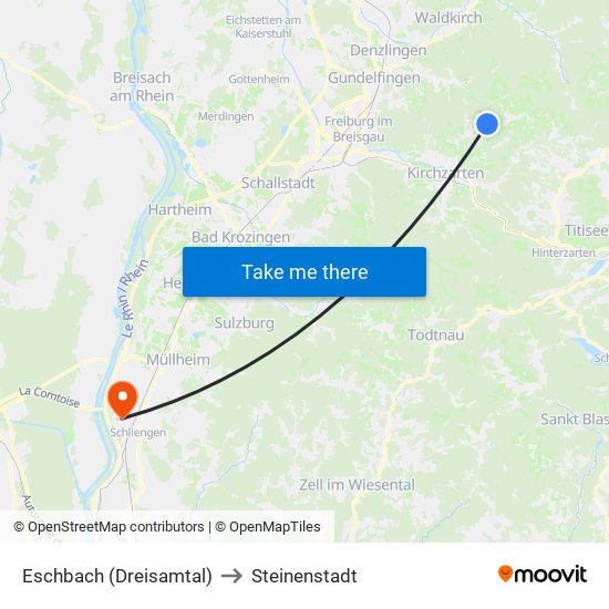 Eschbach (Dreisamtal) to Steinenstadt map