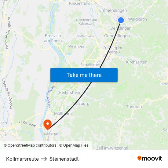 Kollmarsreute to Steinenstadt map