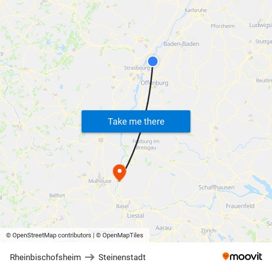Rheinbischofsheim to Steinenstadt map