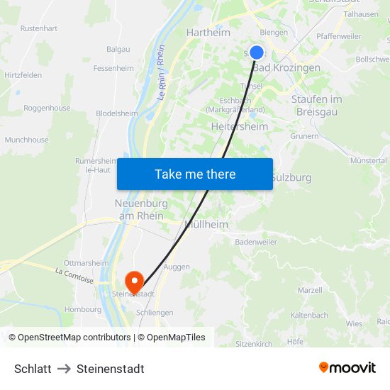 Schlatt to Steinenstadt map