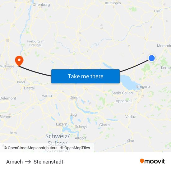 Arnach to Steinenstadt map