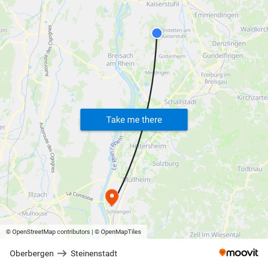 Oberbergen to Steinenstadt map