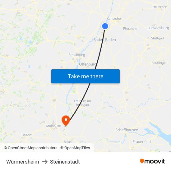 Würmersheim to Steinenstadt map