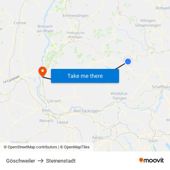 Göschweiler to Steinenstadt map