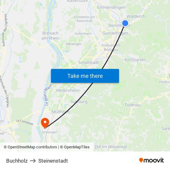 Buchholz to Steinenstadt map