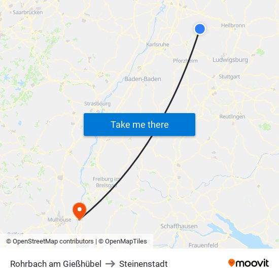 Rohrbach am Gießhübel to Steinenstadt map