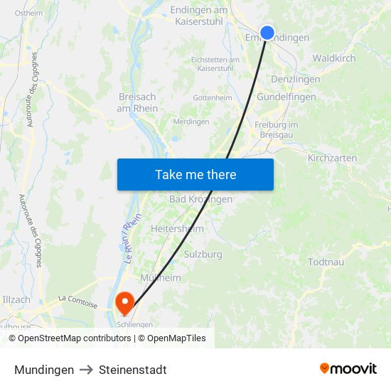 Mundingen to Steinenstadt map