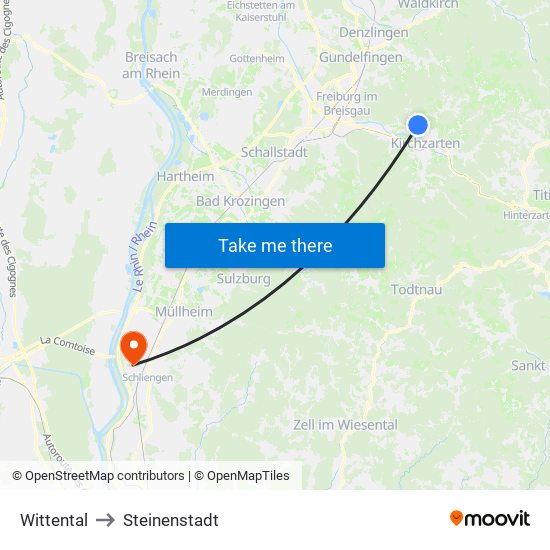 Wittental to Steinenstadt map
