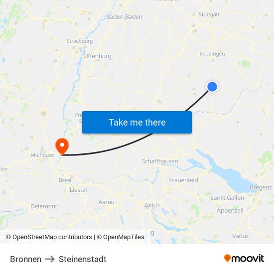 Bronnen to Steinenstadt map