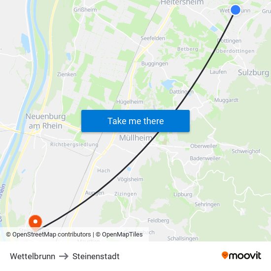 Wettelbrunn to Steinenstadt map