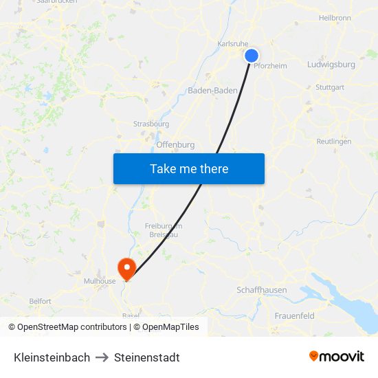 Kleinsteinbach to Steinenstadt map
