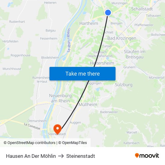 Hausen An Der Möhlin to Steinenstadt map