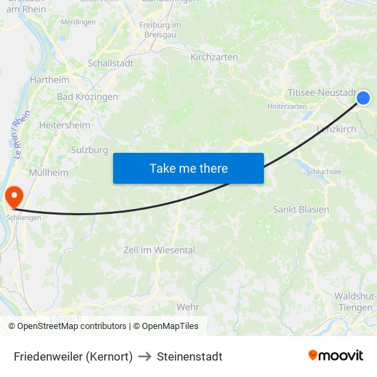 Friedenweiler (Kernort) to Steinenstadt map