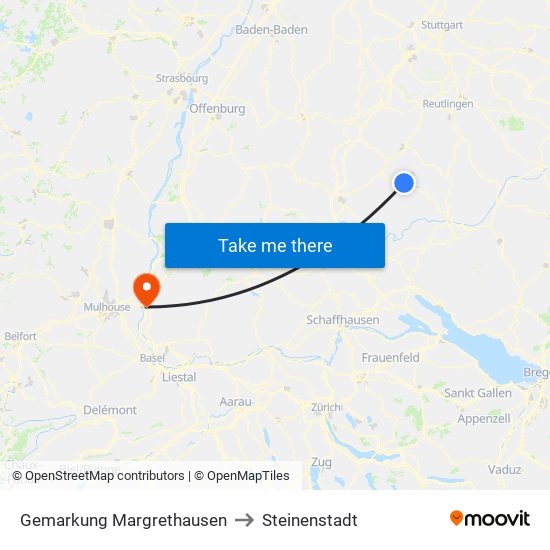 Gemarkung Margrethausen to Steinenstadt map