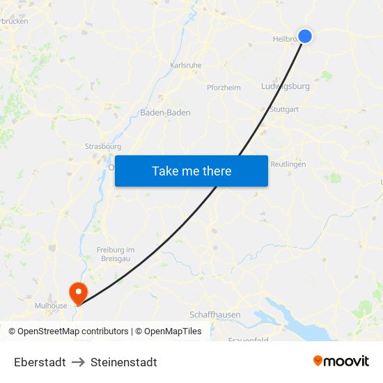 Eberstadt to Steinenstadt map