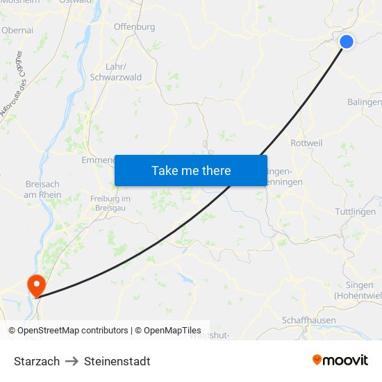 Starzach to Steinenstadt map