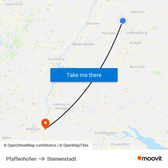 Pfaffenhofen to Steinenstadt map