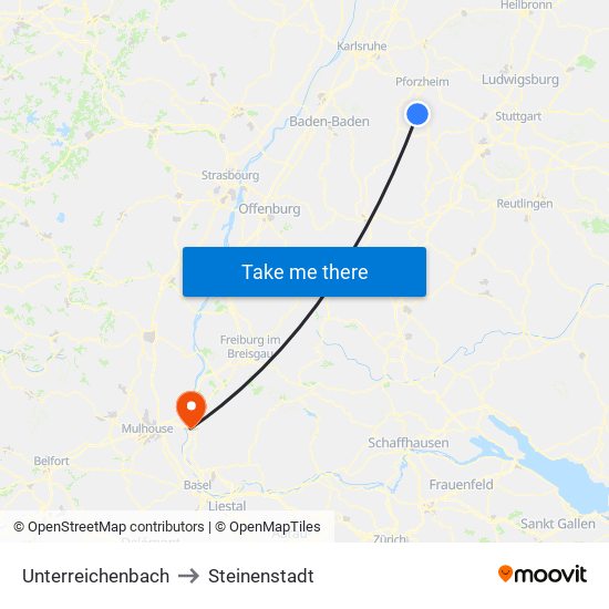 Unterreichenbach to Steinenstadt map