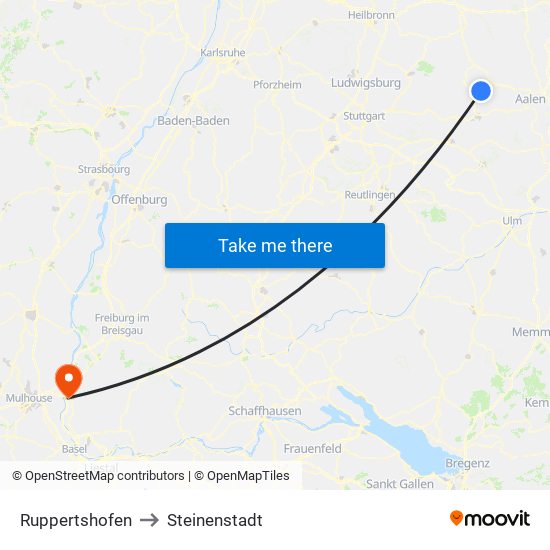 Ruppertshofen to Steinenstadt map