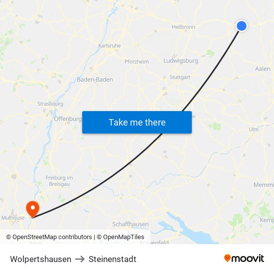 Wolpertshausen to Steinenstadt map