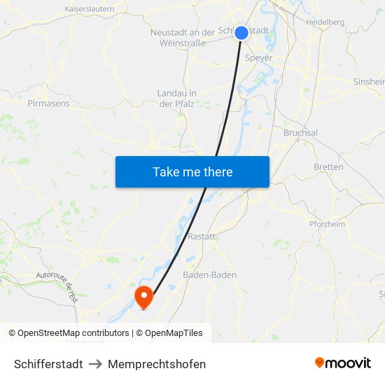 Schifferstadt to Memprechtshofen map