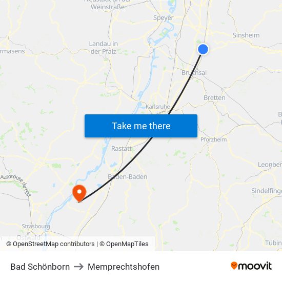 Bad Schönborn to Memprechtshofen map