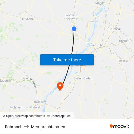Rohrbach to Memprechtshofen map