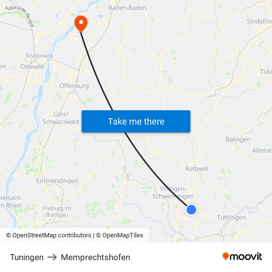 Tuningen to Memprechtshofen map