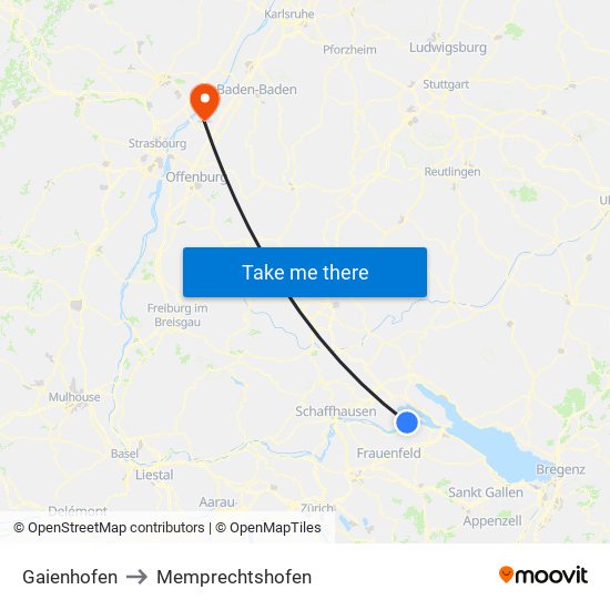 Gaienhofen to Memprechtshofen map