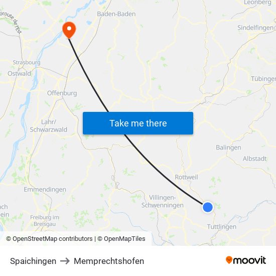 Spaichingen to Memprechtshofen map