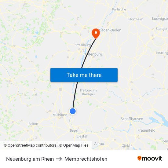 Neuenburg am Rhein to Memprechtshofen map
