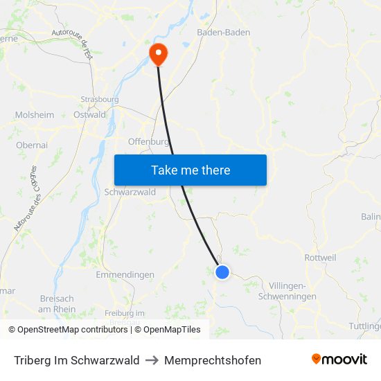 Triberg Im Schwarzwald to Memprechtshofen map