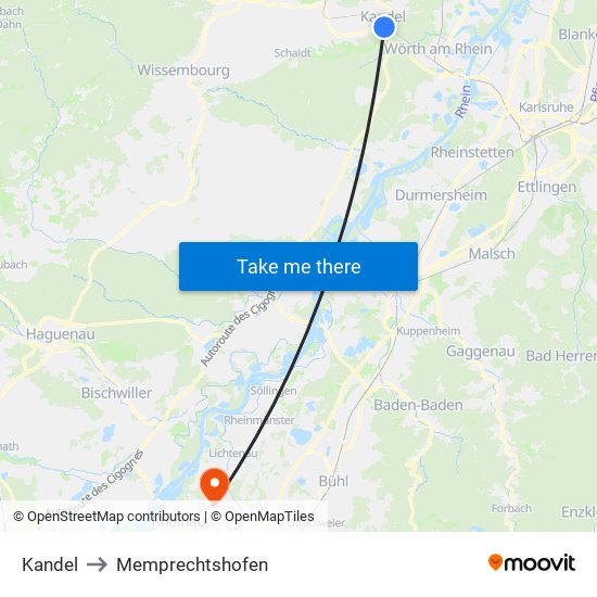 Kandel to Memprechtshofen map