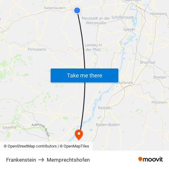 Frankenstein to Memprechtshofen map