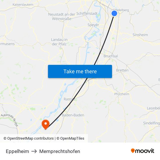 Eppelheim to Memprechtshofen map