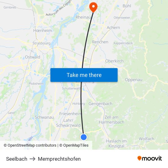 Seelbach to Memprechtshofen map