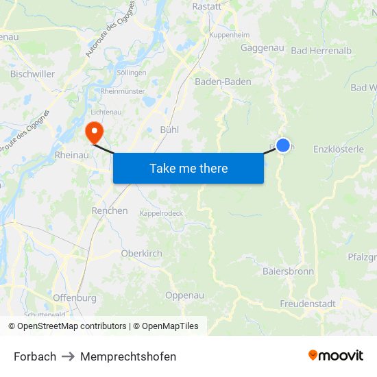 Forbach to Memprechtshofen map