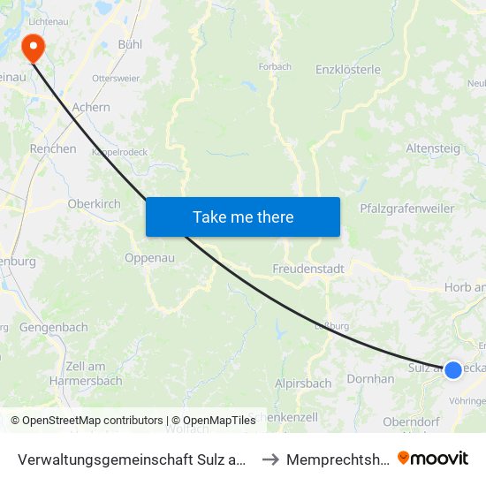 Verwaltungsgemeinschaft Sulz am Neckar to Memprechtshofen map
