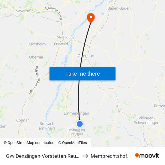 Gvv Denzlingen-Vörstetten-Reute to Memprechtshofen map