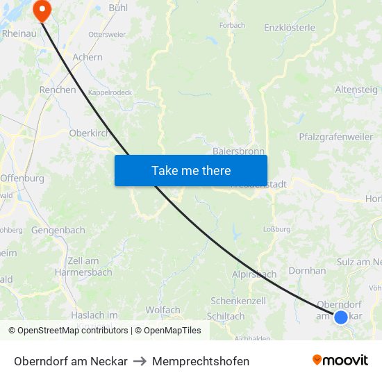 Oberndorf am Neckar to Memprechtshofen map